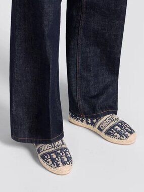 Dior Granville Espadrille Deep Blue Dior Oblique Embroidered Cotton 36